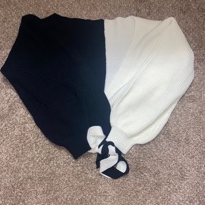 Black and white sweater with ties